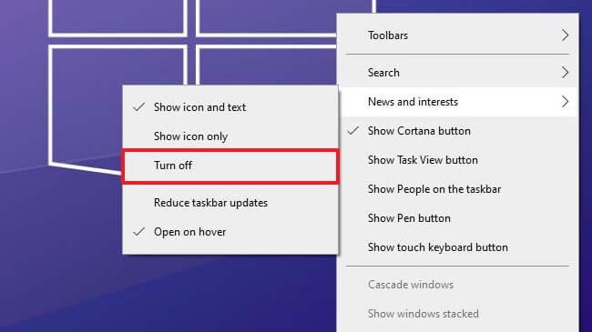 Cách tắt News and Interests khắc phục đơ Taskbar trên Windows 10
